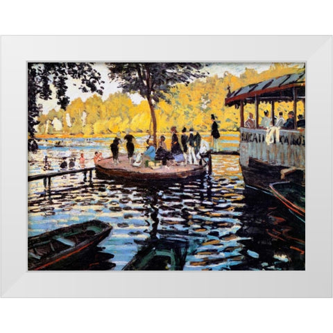 La Grenouillere The Frog Pond 1869 White Modern Wood Framed Art Print by Monet, Claude