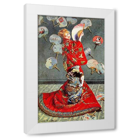 La Japonaise 1876 White Modern Wood Framed Art Print by Monet, Claude
