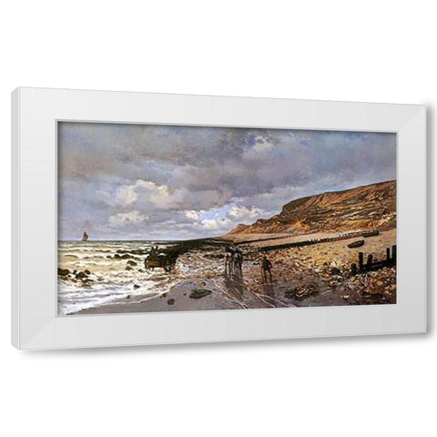 La Pointe De La Heve At Low Tide White Modern Wood Framed Art Print by Monet, Claude