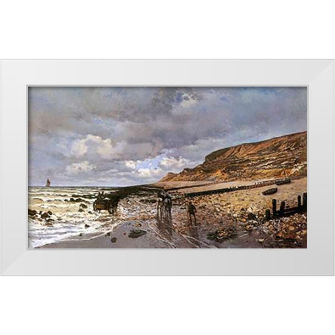 La Pointe De La Heve At Low Tide White Modern Wood Framed Art Print by Monet, Claude