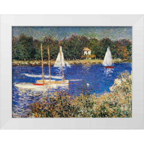 The Bassin At Argenteuil White Modern Wood Framed Art Print by Monet, Claude