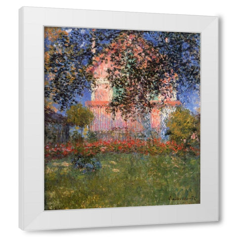 Monets House At Argenteuil 1876 White Modern Wood Framed Art Print by Monet, Claude