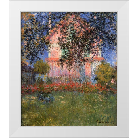 Monets House At Argenteuil 1876 White Modern Wood Framed Art Print by Monet, Claude