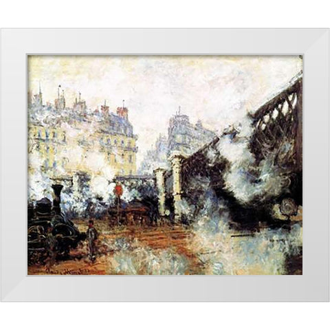 Pont De LEurope 1877 White Modern Wood Framed Art Print by Monet, Claude