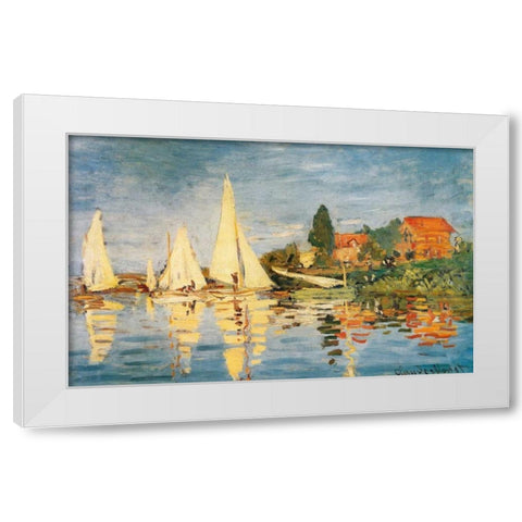 Sailboats At Argenteuil White Modern Wood Framed Art Print by Monet, Claude