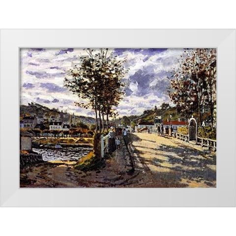 The Bridge At Bougival 1870 White Modern Wood Framed Art Print by Monet, Claude