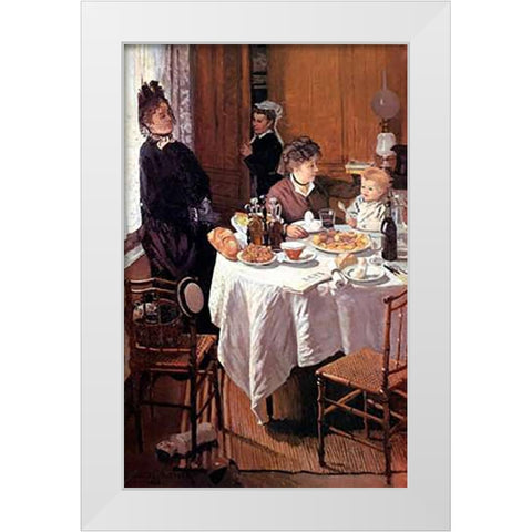 Luncheon (Le dejeuner), 1868 White Modern Wood Framed Art Print by Monet, Claude