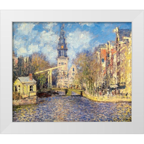 The Zuiderkerk At Amsterdam White Modern Wood Framed Art Print by Monet, Claude