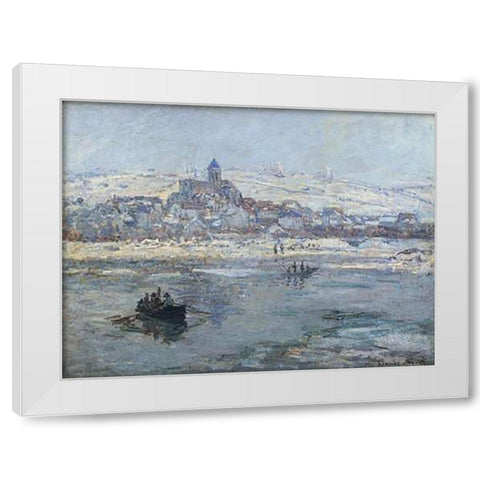 Vetheuil In Winter 1879 White Modern Wood Framed Art Print by Monet, Claude