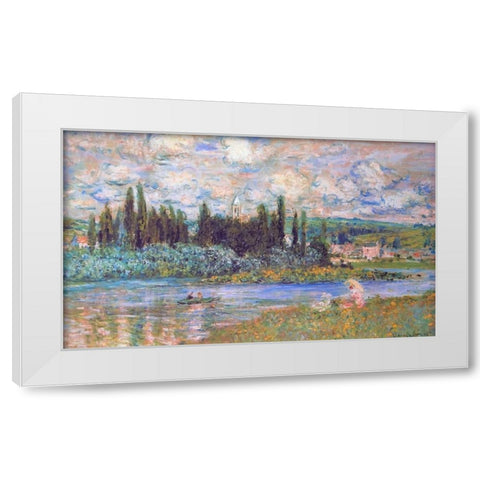 Vethuil Sur Seine White Modern Wood Framed Art Print by Monet, Claude
