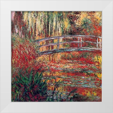 Water Garden And Japanese Footbridge 1900 White Modern Wood Framed Art Print by Monet, Claude