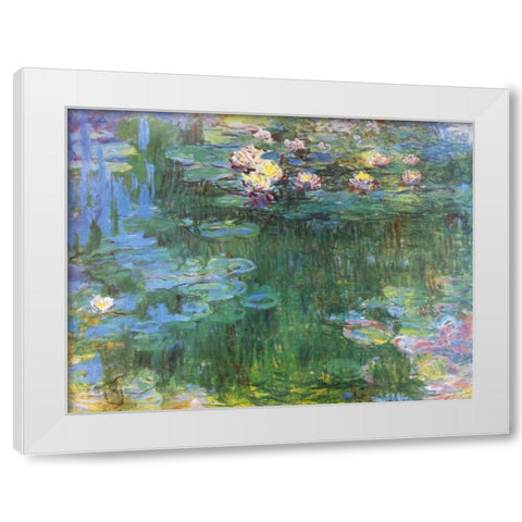 Waterlilies 1916 - 3 White Modern Wood Framed Art Print by Monet, Claude