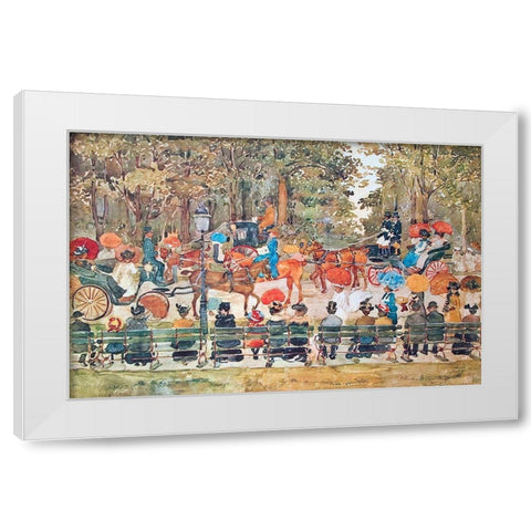 Central Park White Modern Wood Framed Art Print by Prendergast, Maurice Brazil