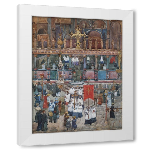 Easter Procession At St Marks 1899 White Modern Wood Framed Art Print by Prendergast, Maurice Brazil
