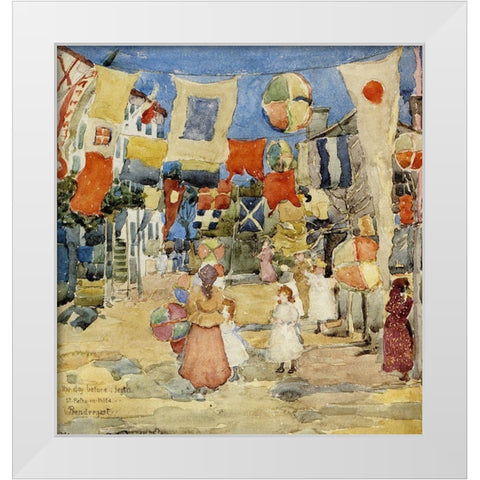 Fiesta Venice SPietro In Volta White Modern Wood Framed Art Print by Prendergast, Maurice Brazil