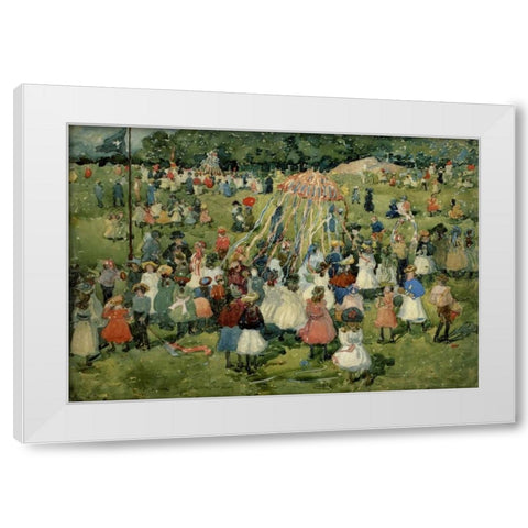 May Day Central Park White Modern Wood Framed Art Print by Prendergast, Maurice Brazil