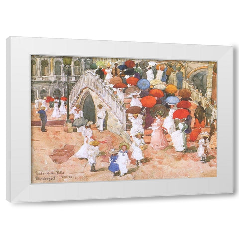 Ponte Della Paglia White Modern Wood Framed Art Print by Prendergast, Maurice Brazil