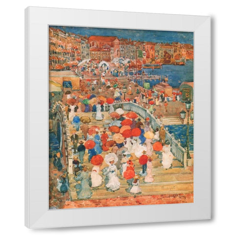 Ponte Della Paglia Marble Bridge White Modern Wood Framed Art Print by Prendergast, Maurice Brazil
