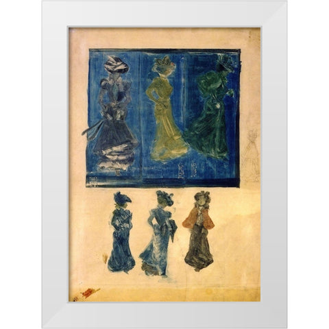 Six Sketches Of Ladies White Modern Wood Framed Art Print by Prendergast, Maurice Brazil