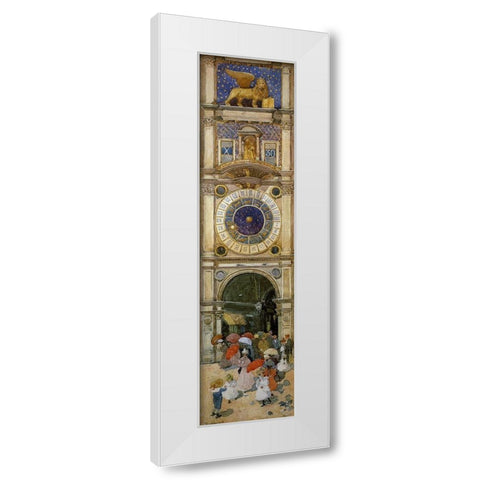 St Marks Square The Clocktower White Modern Wood Framed Art Print by Prendergast, Maurice Brazil