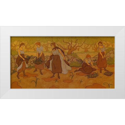 Cinq Femmes A La Recolte White Modern Wood Framed Art Print by Ranson, Paul