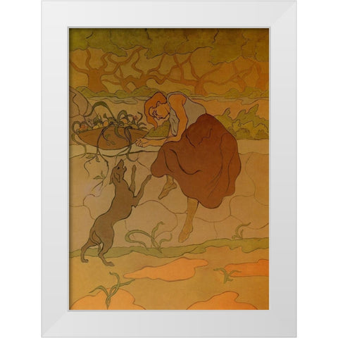Femme Au Chien Qui Saute White Modern Wood Framed Art Print by Ranson, Paul