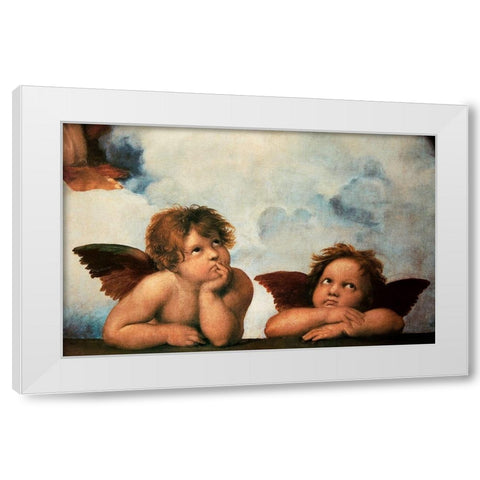 Cherubs Virgin Mary (detail) White Modern Wood Framed Art Print by Raphael