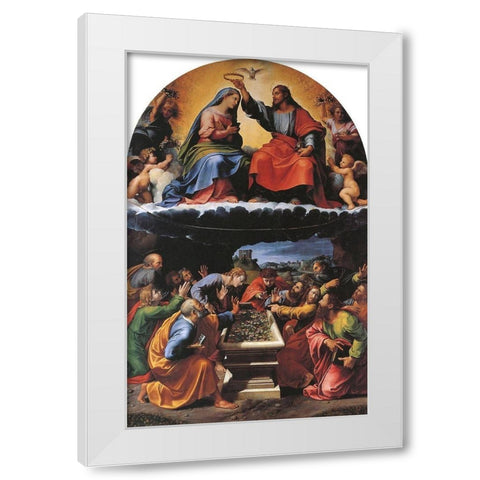 Coronation Of The Virgin 2 White Modern Wood Framed Art Print by Raphael