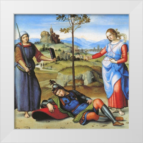 Dream Of Scipio The Elder White Modern Wood Framed Art Print by Raphael