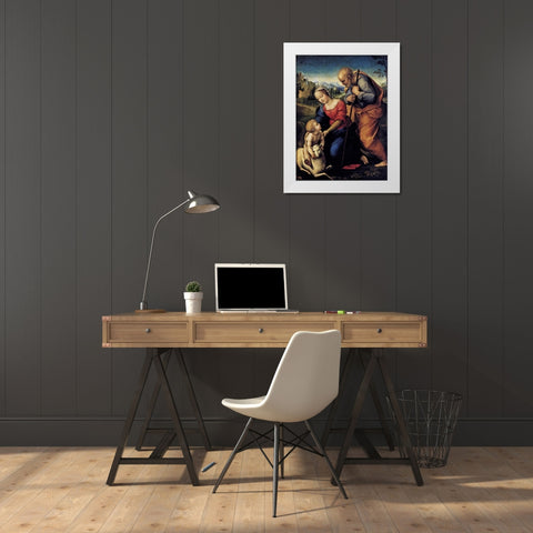 Holy Family With The Lamb White Modern Wood Framed Art Print by Raphael