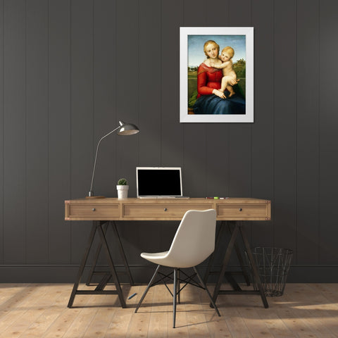The Small Cowper Madonna, c. 1505 White Modern Wood Framed Art Print by Raphael