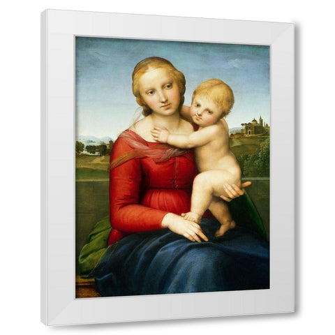 The Small Cowper Madonna, c. 1505 White Modern Wood Framed Art Print by Raphael