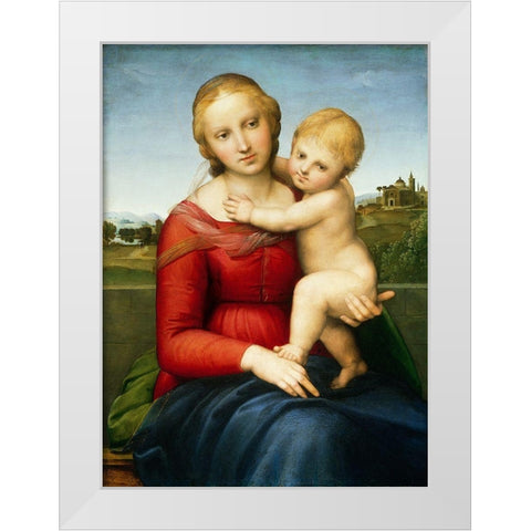The Small Cowper Madonna, c. 1505 White Modern Wood Framed Art Print by Raphael