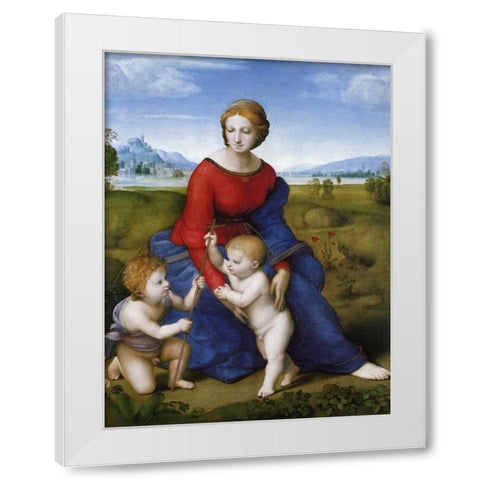 Madonna And Child With St John 2 White Modern Wood Framed Art Print by Raphael