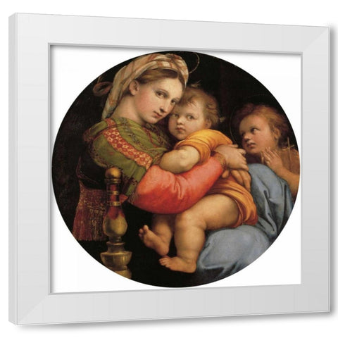 Madonna And Child With St John 6 White Modern Wood Framed Art Print by Raphael