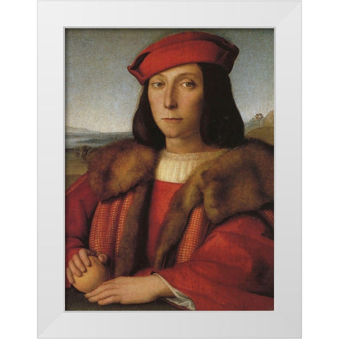 Portrait Of A Young Man 2 White Modern Wood Framed Art Print by Raphael