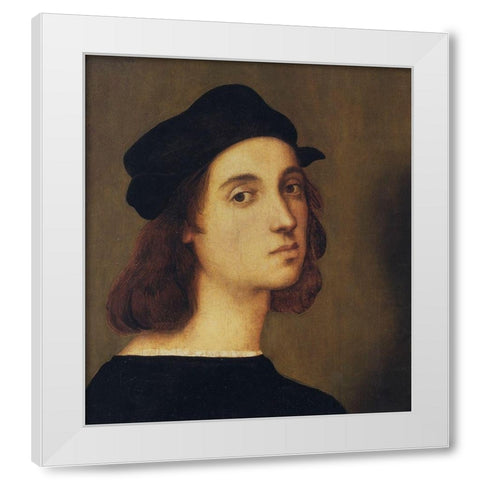 Self Portrait White Modern Wood Framed Art Print by Raphael
