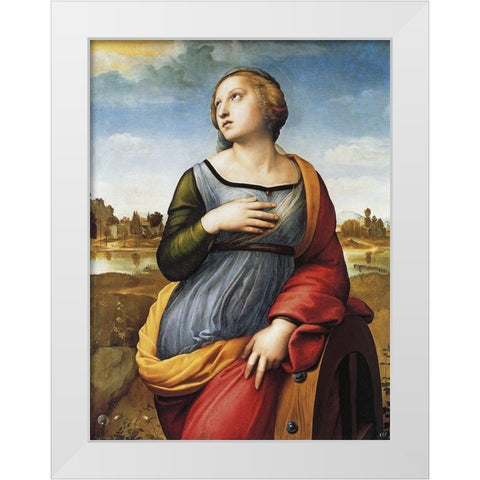 St Catherine Of Alexandria White Modern Wood Framed Art Print by Raphael