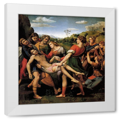 The Entombment White Modern Wood Framed Art Print by Raphael