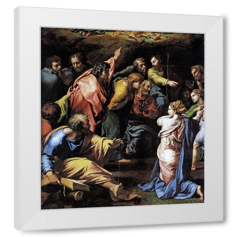 Transfiguration Detail White Modern Wood Framed Art Print by Raphael