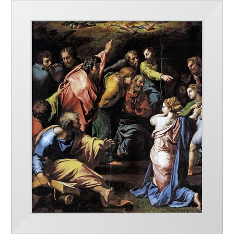 Transfiguration Detail White Modern Wood Framed Art Print by Raphael