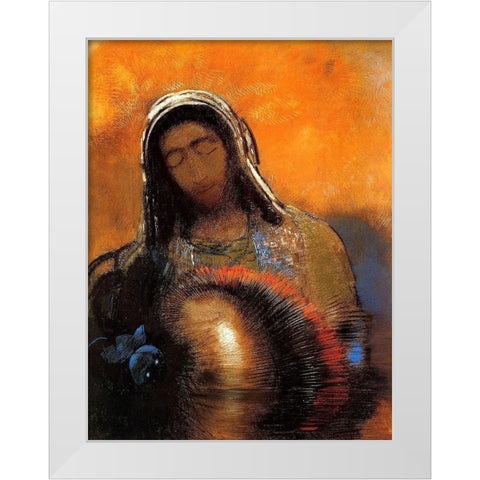 Buddha White Modern Wood Framed Art Print by Redon, Odilon