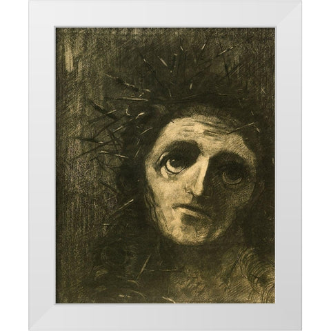 Christ White Modern Wood Framed Art Print by Redon, Odilon