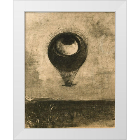 Eye Balloon White Modern Wood Framed Art Print by Redon, Odilon