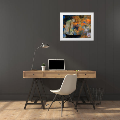 Flower Clouds White Modern Wood Framed Art Print by Redon, Odilion
