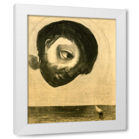 Guardian Spirit Of The Waters White Modern Wood Framed Art Print by Redon, Odilion