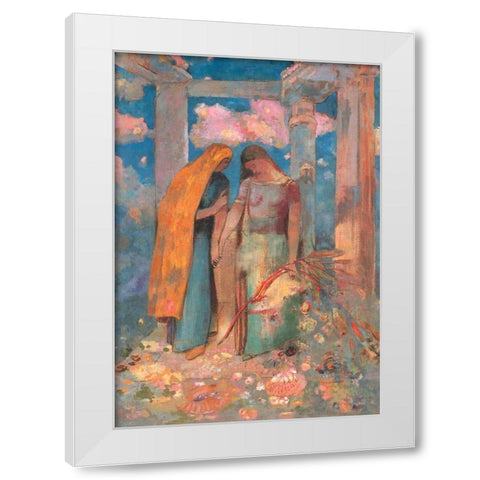 Mystical Conversation White Modern Wood Framed Art Print by Redon, Odilion