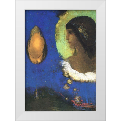 Sita White Modern Wood Framed Art Print by Redon, Odilon