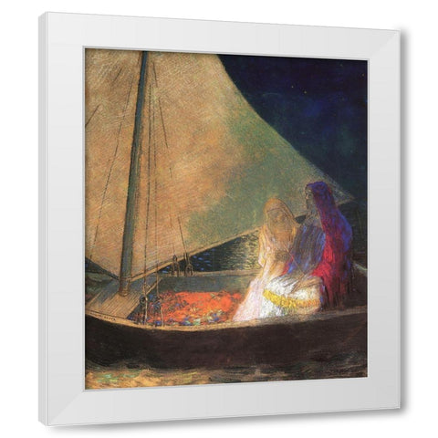 The Boat 3 White Modern Wood Framed Art Print by Redon, Odilon