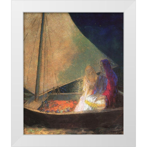 The Boat 3 White Modern Wood Framed Art Print by Redon, Odilon